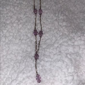 Genuine Amethyst Y Necklace Silver Chain
